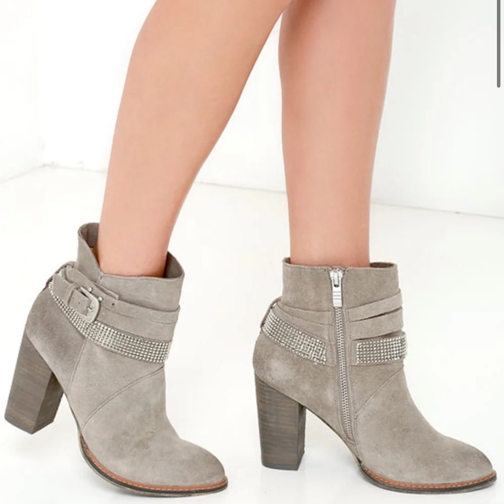 NINE WEST ZAZA Western Cowboy Boho Studded Sparkle Buckle Ankle Boots Shoes 6